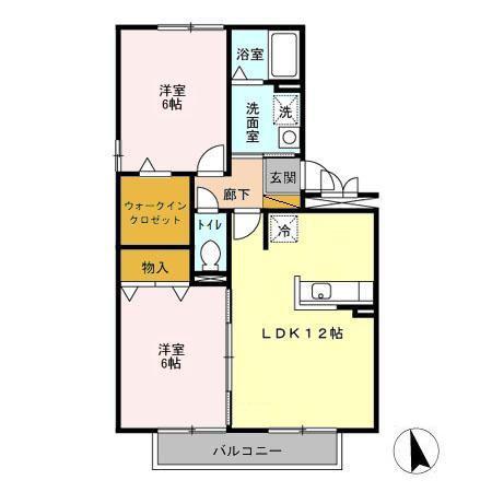 サニーフラットA(2LDK/3階)の間取り写真