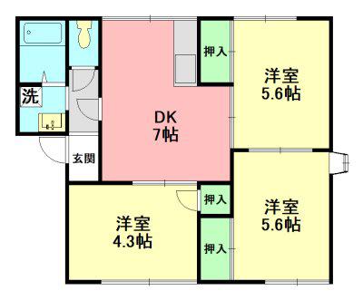 アーバンヒル(3DK/1階)の間取り写真