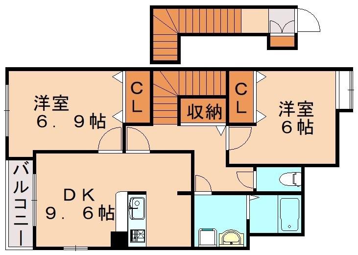 CENTURY椿C(2DK/2階)の間取り写真