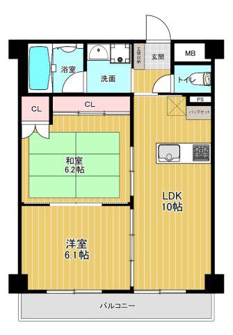 シャトー橿原(2LDK/1階)の間取り写真