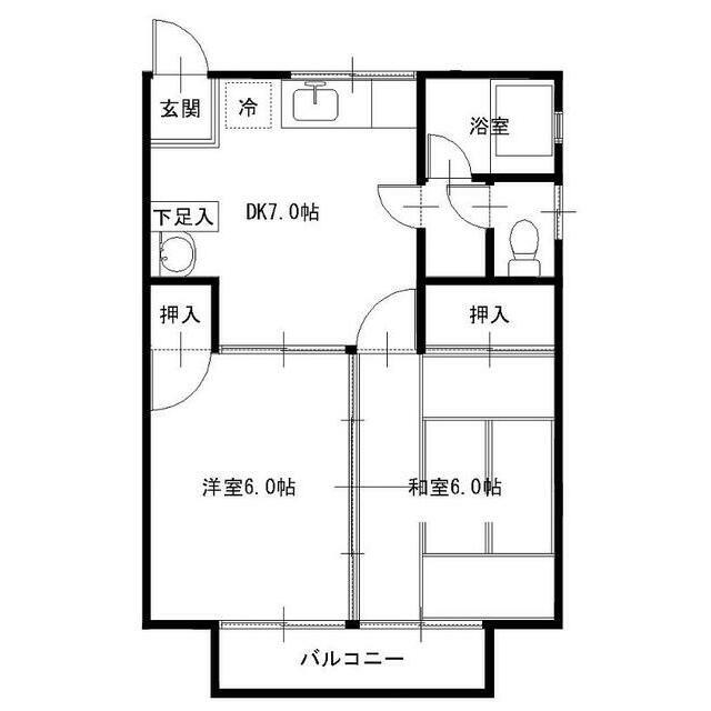 センタービレッジ(2DK/1階)の間取り写真