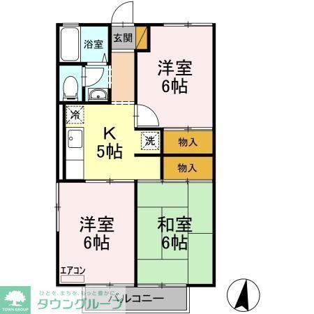 パールハイツ海老原38(3K/2階)の間取り写真