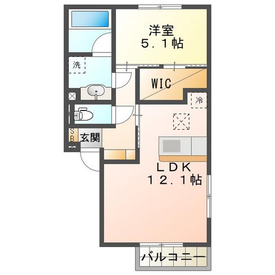 パルミエ III(1LDK/1階)の間取り写真