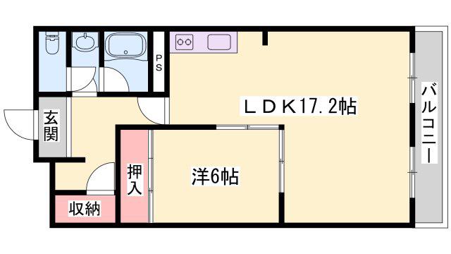 ハイツ柳井(1LDK/3階)の間取り写真