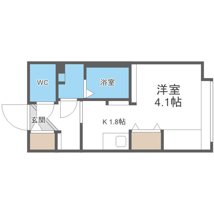 ピュア東彩館VI(1K/5階)の間取り写真
