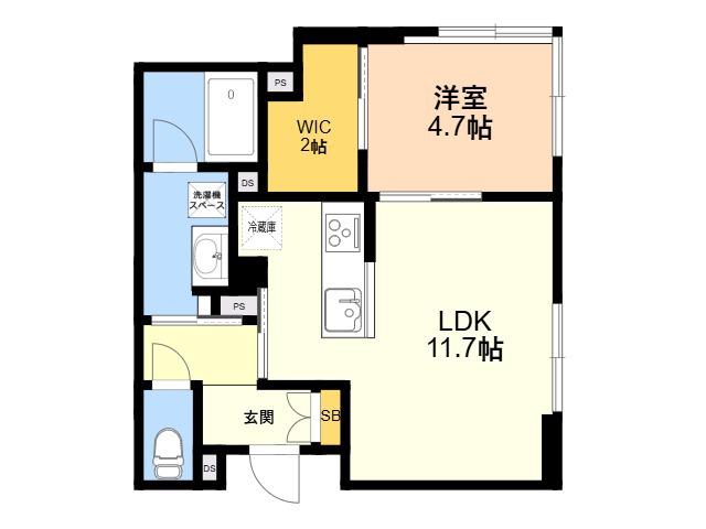 プレミアス大濠西(1LDK/2階)の間取り写真