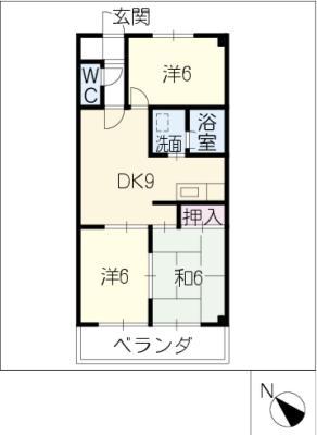 クリスタルシャトーSUZUKI(3DK/2階)の間取り写真
