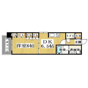 CITY SPIRE難波ウエスト(1DK/4階)の間取り写真
