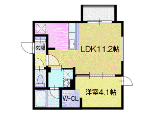 千歳市日の出3丁目AP(1LDK/2階)の間取り写真