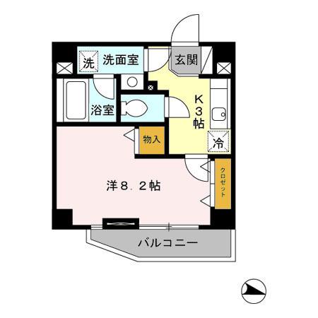 ラ・セネシオ(1K/7階)の間取り写真