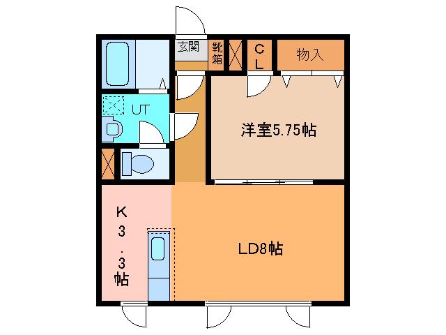 JR根室本線 帯広駅 徒歩22分 2階建 築21年(1LDK/1階)の間取り写真