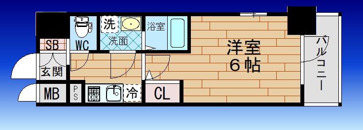 エスリード弁天町桜通レジデンス(1K/3階)の間取り写真