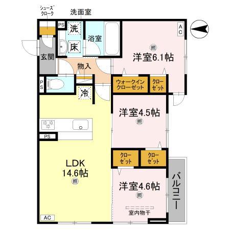 フォレストガーデン北花田(3LDK/1階)の間取り写真