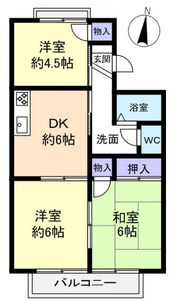 メゾンベールA(3DK/2階)の間取り写真