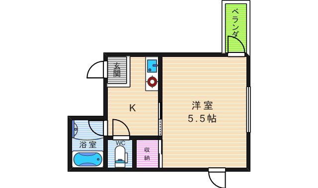 フレール西田辺(1K/8階)の間取り写真