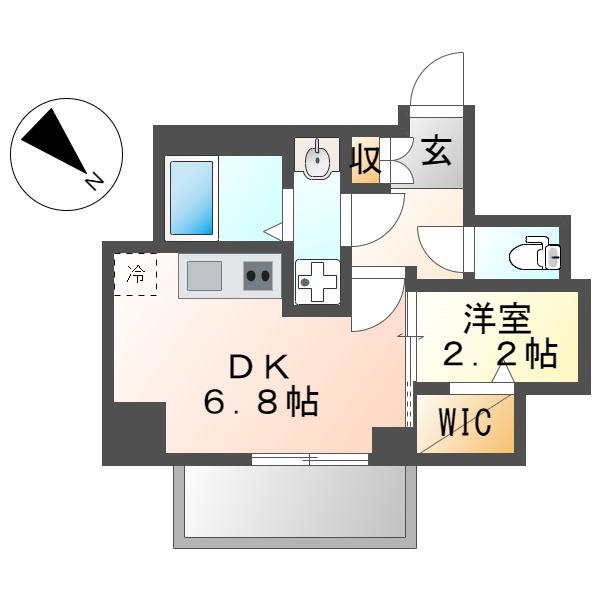 CREST TAPP東別院(1DK/11階)の間取り写真