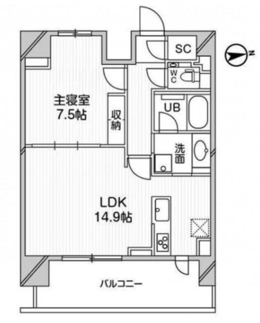 M白金台(1LDK/9階)の間取り写真