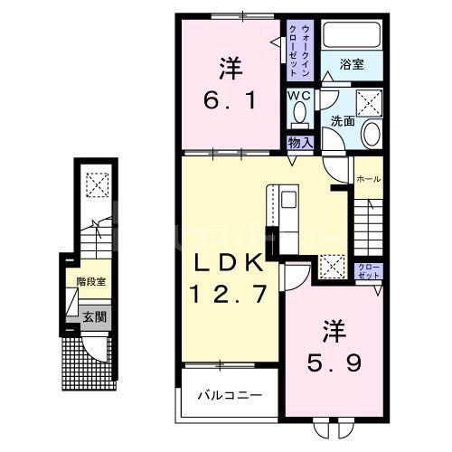 ブラウンヒルズ(2LDK/2階)の間取り写真