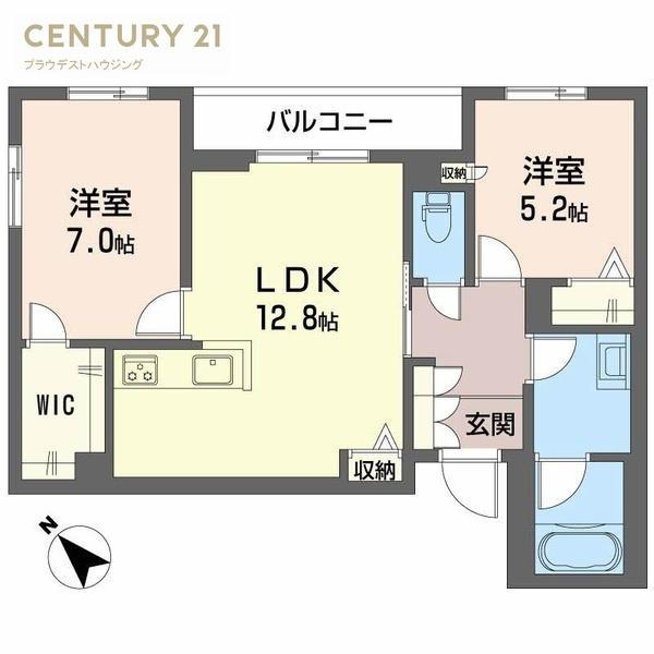 シャーメゾン ルポア(2LDK/2階)の間取り写真
