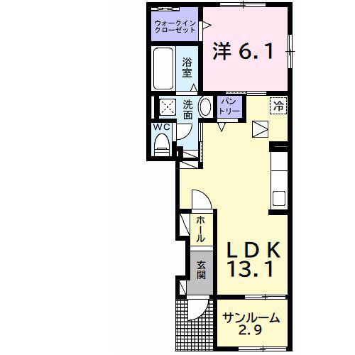サウス ヴィラI(1LDK/1階)の間取り写真