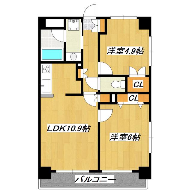 プレリヴィエール(2LDK/4階)の間取り写真