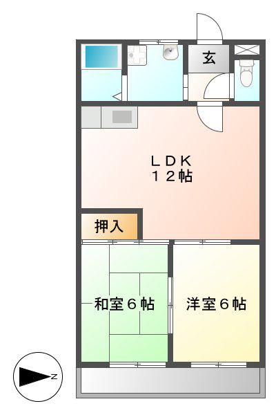 パストラル知多(2LDK/3階)の間取り写真