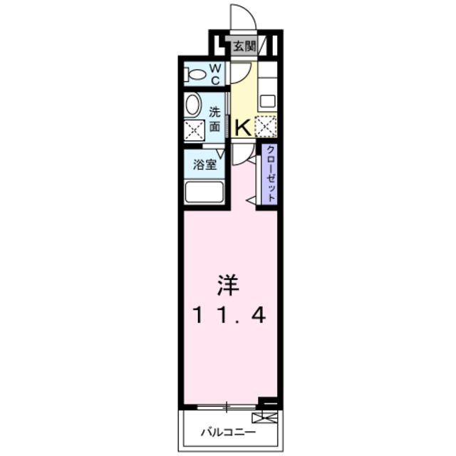 ルミウスV(1K/2階)の間取り写真