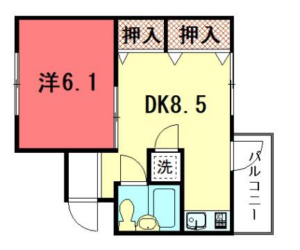 リビエールすぎうら(1DK/4階)の間取り写真