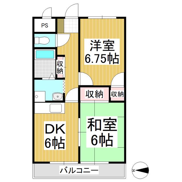 コーポ中央(2DK/2階)の間取り写真