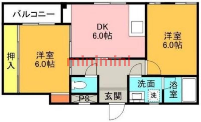 グリーンハイツ(2DK/2階)の間取り写真