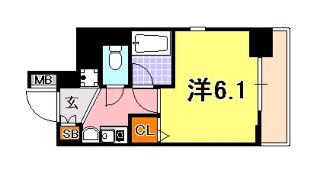 エステムコート神戸・県庁前(1K/5階)の間取り写真