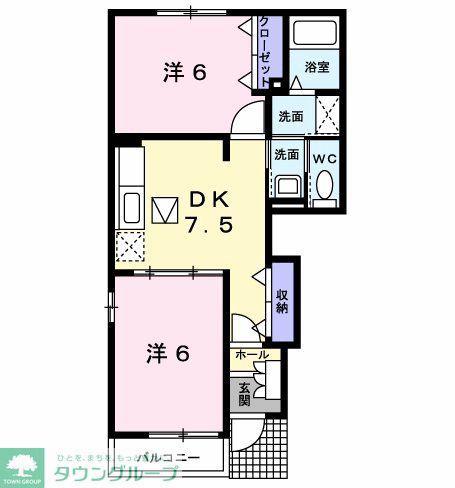 A&KI(2DK/1階)の間取り写真