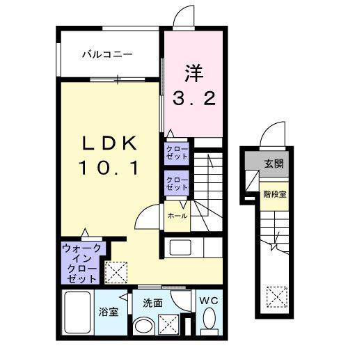 ルミエール(1LDK/2階)の間取り写真