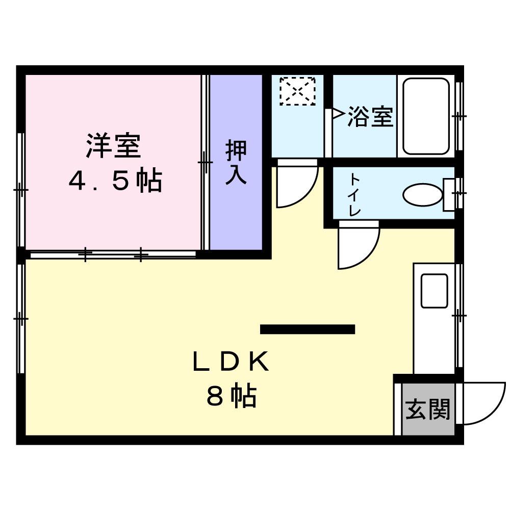 アトリエハウスI(1LDK/2階)の間取り写真