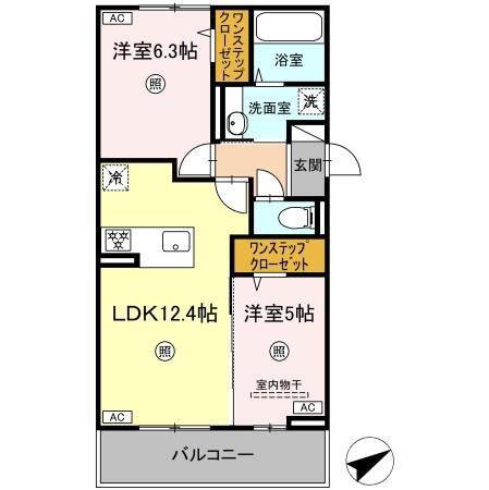 ペルへ尾ノ上(2LDK/3階)の間取り写真