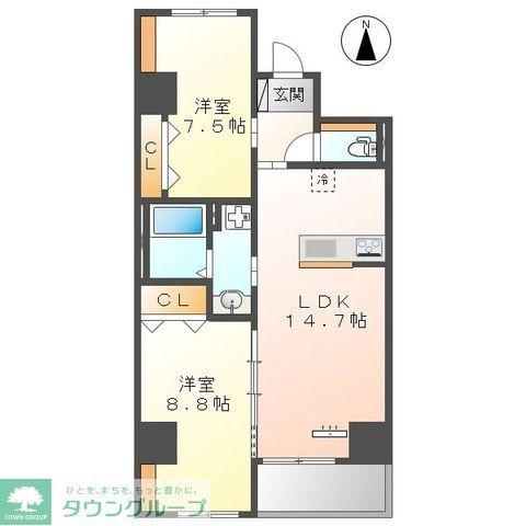 ラ カーサ明倫(2LDK/10階)の間取り写真
