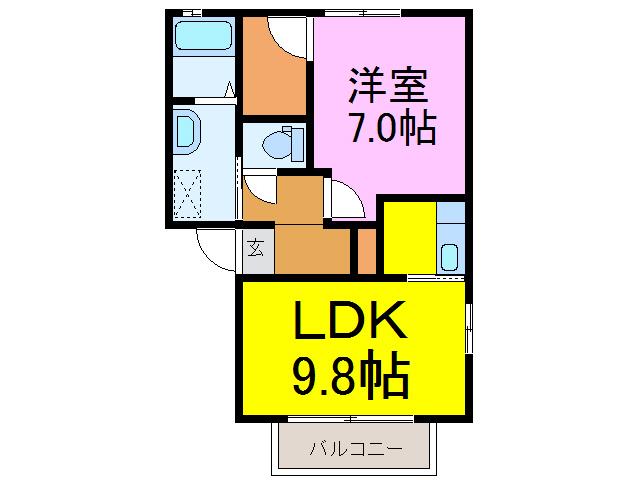 スカイコーポ(1LDK/1階)の間取り写真