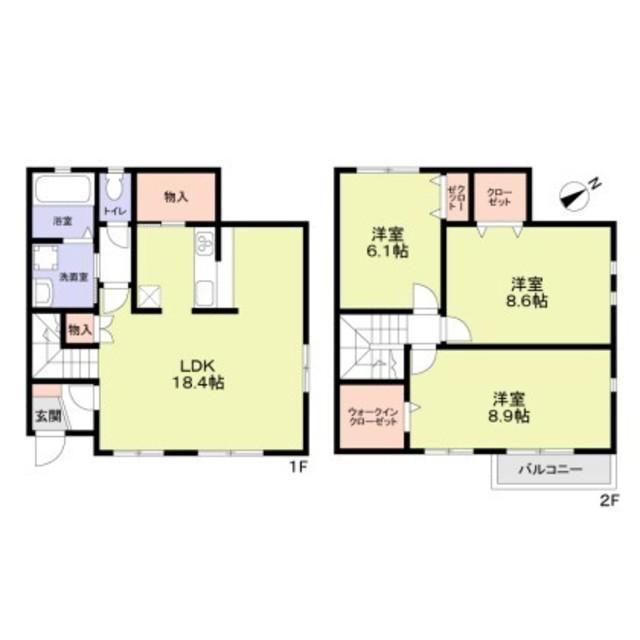 AQUAレジデンス大井町第15(3LDK/2階)の間取り写真