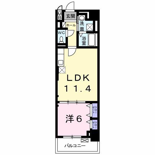 プランドールコート神戸(1LDK/5階)の間取り写真