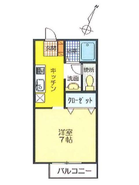 サニークレスト(1K/2階)の間取り写真