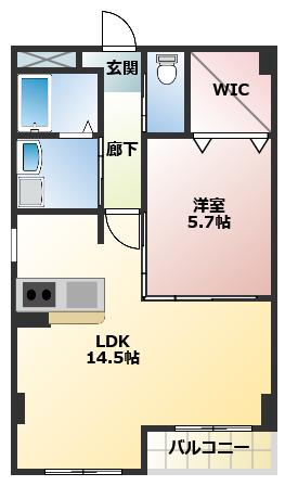 エルミタージュ(1LDK/7階)の間取り写真