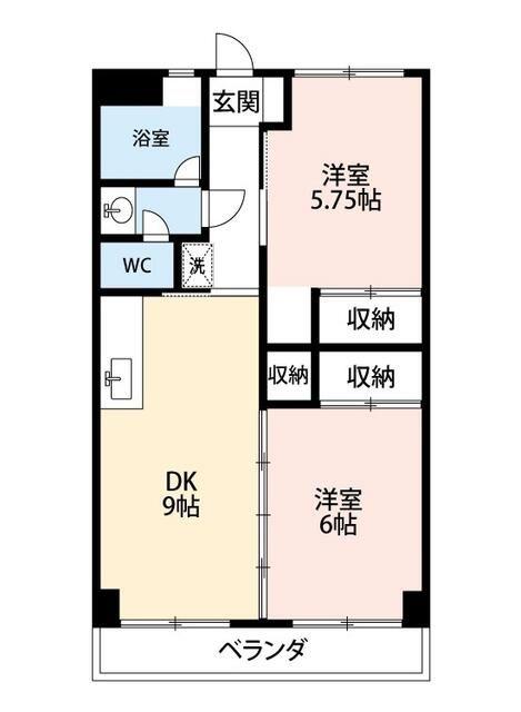 五明ハイツ(2DK/2階)の間取り写真