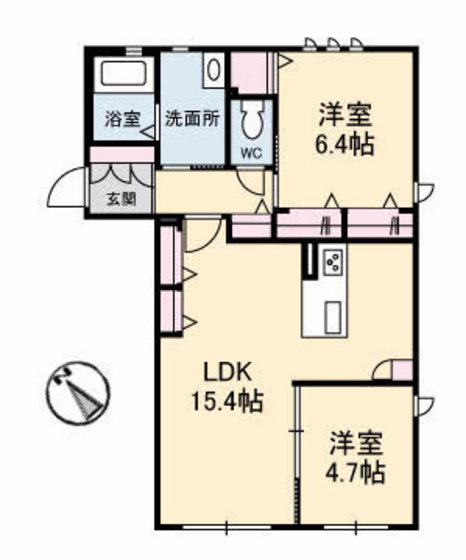 サンシティ水野(2LDK/2階)の間取り写真