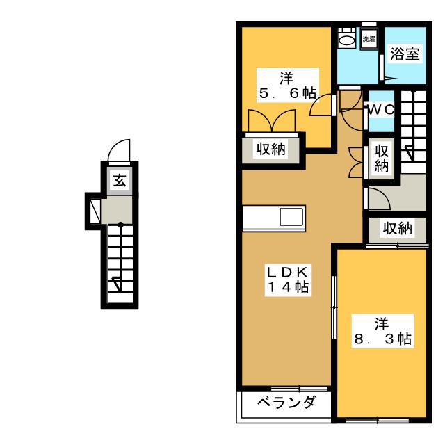 プランドール A(2LDK/2階)の間取り写真