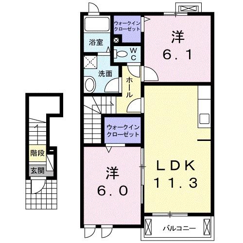 アルドーレI(2LDK/2階)の間取り写真