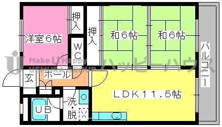 シティハイツ春日(3LDK/3階)の間取り写真