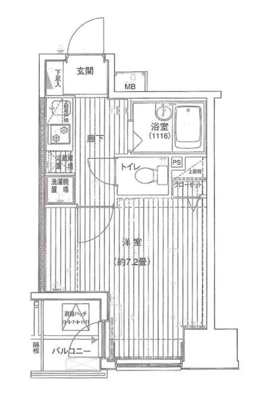 プレールドゥーク神田(1K/3階)の間取り写真