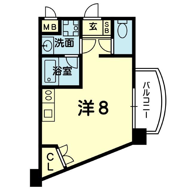 KARIN本荘(1K/5階)の間取り写真