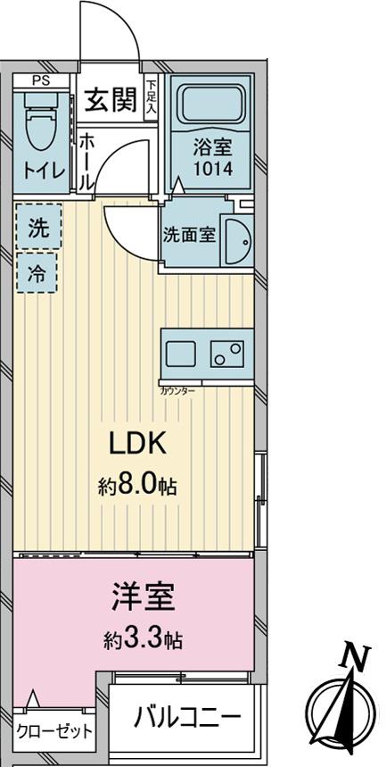 LUXIS久米川(1LDK/2階)の間取り写真