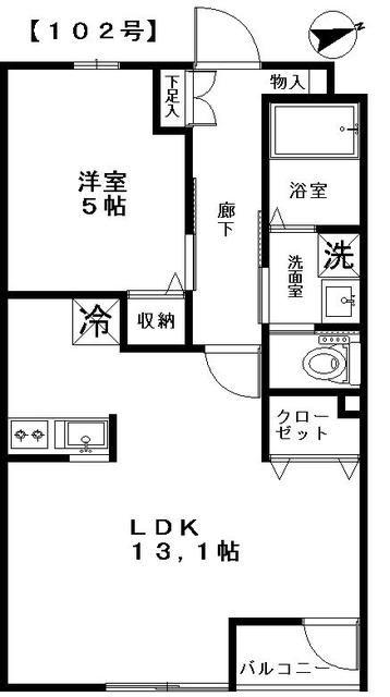 ゴールドクレスト(1LDK/2階)の間取り写真